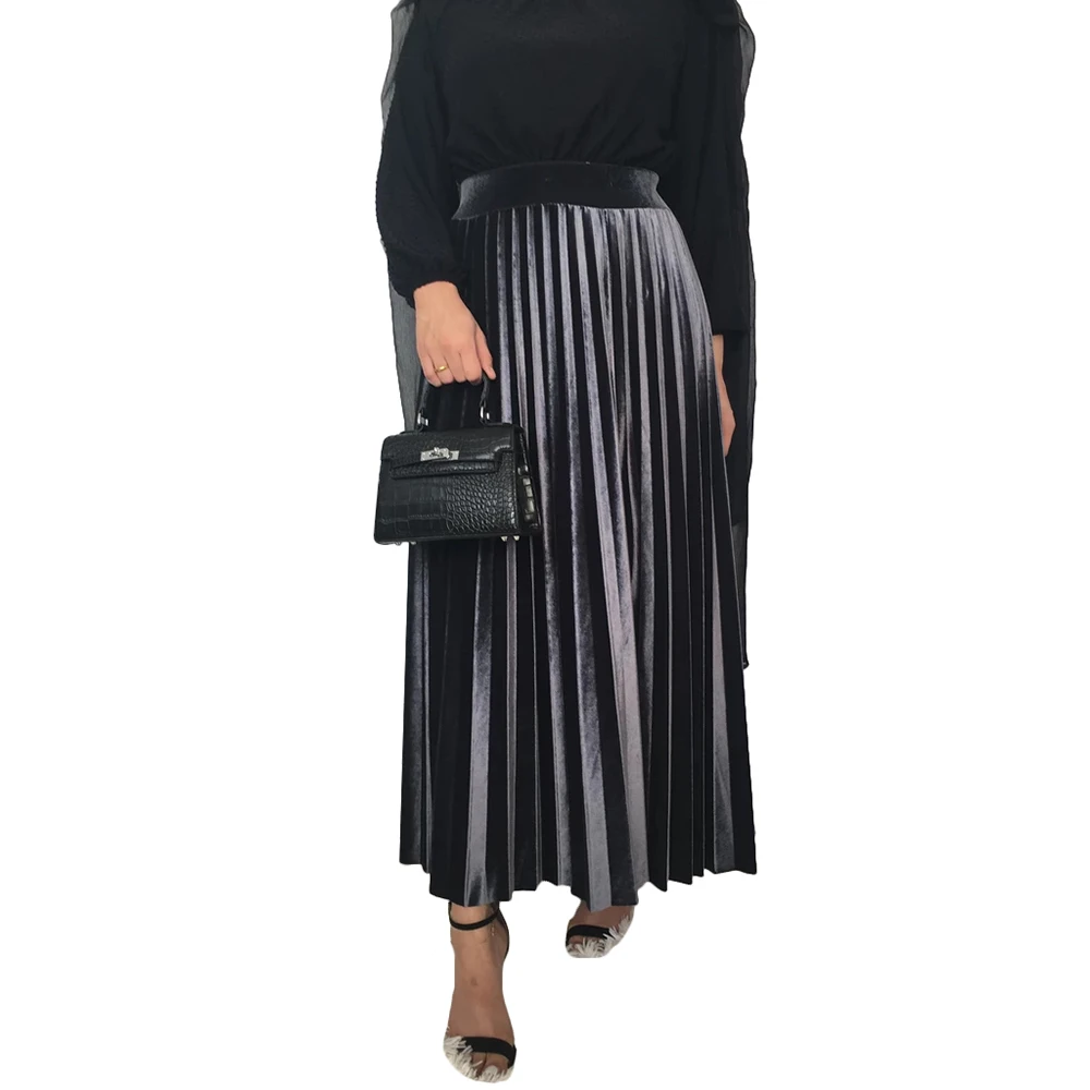 Юбка женская бархатная Плиссированная длинная облегающая Макси-юбка с