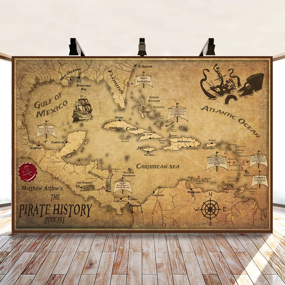 

Виниловый фон для детской фотосъемки с изображением пирата