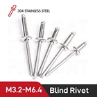 Аксессуары металлические ручные выхлопные заклепки M3.2 M4 M4.8 M6.4 15203040 шт. купольная круглая головка из нержавеющей стали 304 заклепки