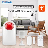 zonan wifi tuya security alarm system outdoor waterproof 433mhz wireless burglar alarm kit siren android ios app remote control