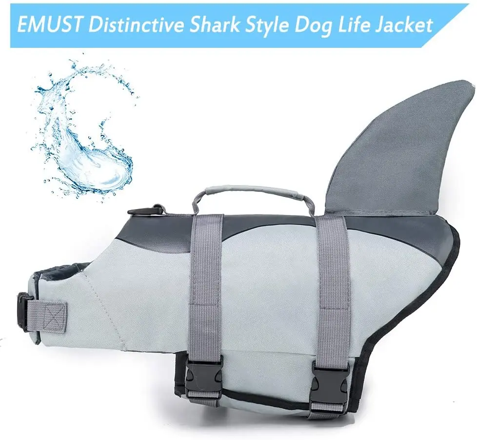 

Pet Dog Safety Swimsuit Dog Life Jacket Ripstop Dog Lifesaver Shark Vests With Rescue Handle For Swimming Pool Beach Boating