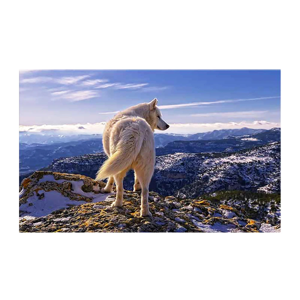 Горный волк задний пейзаж живопись для гостиной учебы украшение на холсте тушью