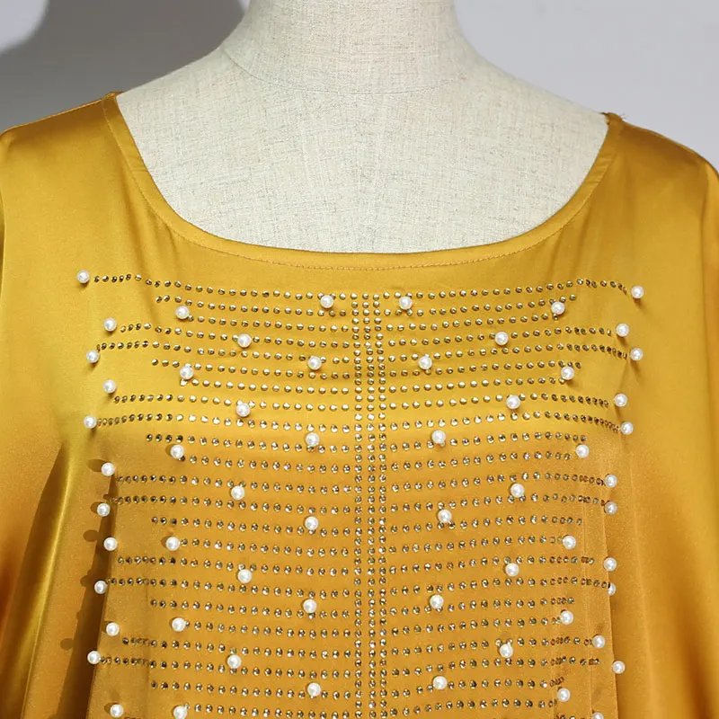 Diamond inlay wih scarf for Lady Plus Size Dashiki Beads African Clothes Abaya Dubai Muslim Dress Robe Africa | Тематическая одежда