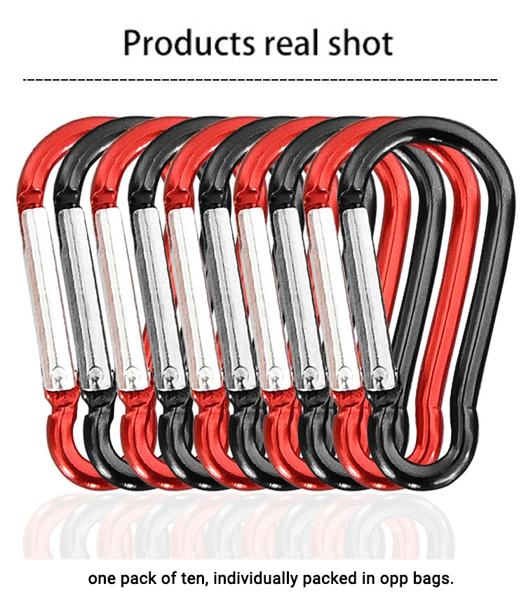 

10Pcs Safety Buckle Keychain Climbing Button Carabiner D-Ring Clip Camping Hiking Hook Outdoor Sports Multi Colors Aluminium