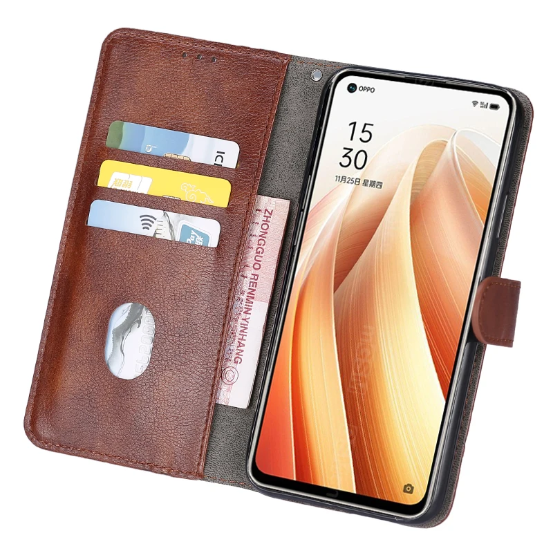 Кожаный чехол для телефона Oppo Reno 7 4G Магнитный Флип-кошелек карт защитный Reno7 5G