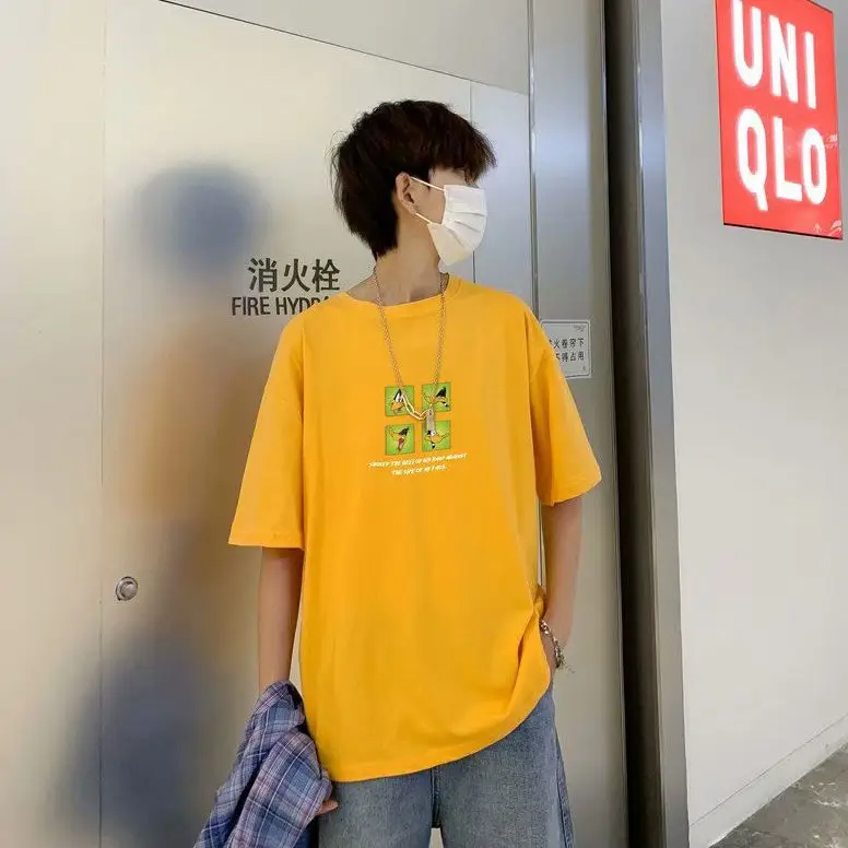 

Summer Student T-Shirt Male Korean Version Ins Trend Wild Half Sleeve Hong Kong Trend Brand Loose Round Neck Couple Short Sleeve