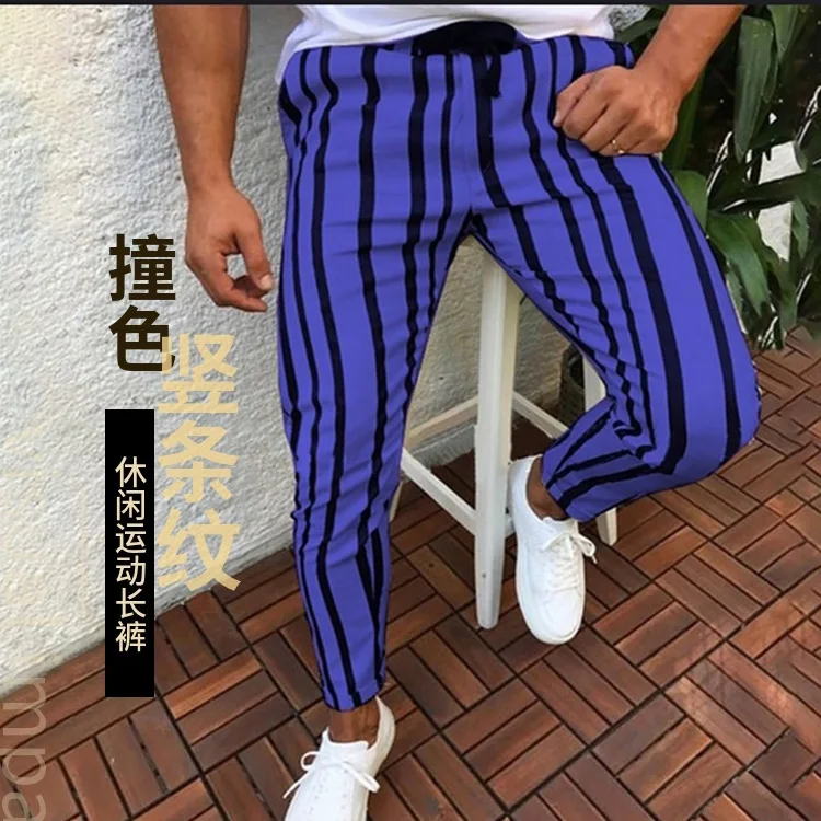 2020New мужские повседневные штаны хипстерские полосатые с принтом уличные для