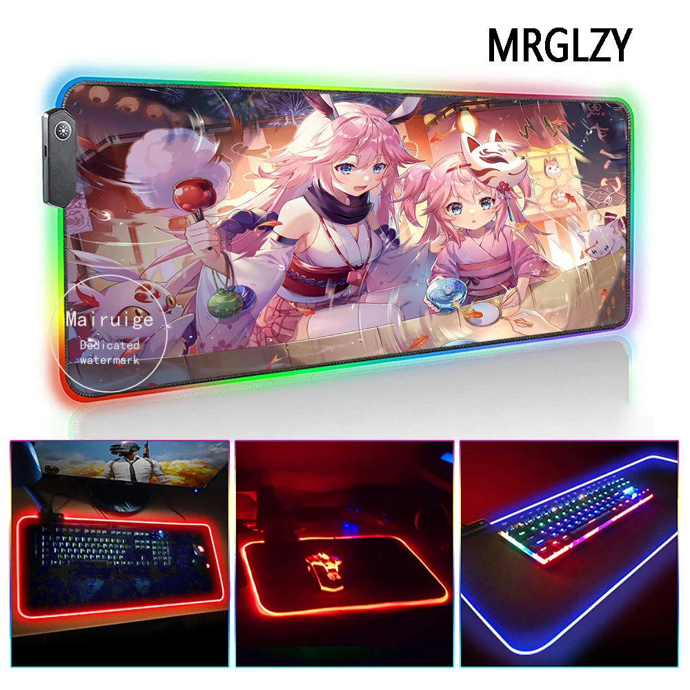 

MRGLZY Anime Girl Multi-size Mouse Pad LED Light RGB Gamer Drop Shipping Large Desk Mat Gaming Accessories for Laptop Keyboard