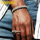 Браслет с шармами для мужчин и женщин, квадратный Серебристый браслет с блестящим кубическим цирконием, цепочка для тенниса, модное Ювелирное Украшение в стиле хип-хоп, 5 А, 8 мм