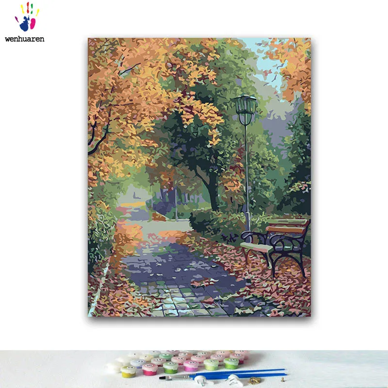 DIY окраска по номерам лесная дорожка картины с комплекты 40x50 защелка|Картины