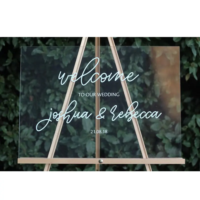 Персонализированные акрил Свадьба Добро пожаловать с указательной надписью