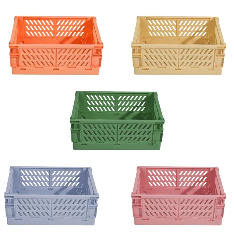 

Folding Storage Basket Cosmetic Case Organizer Collapsible Plastic Storage Box for Home Office Desktop Sundries Organizer Holder