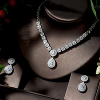 hibride exclusive dubai white color jewellery luxury cubic zirconia necklace earring bracelet party jewelry set for women n 1357