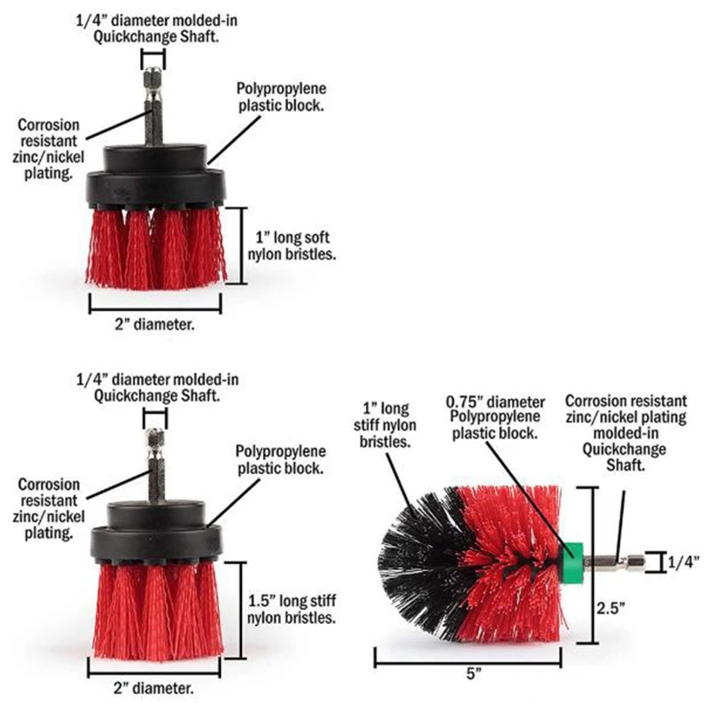6 шт./компл. щетка для скруббера дрели чистящая ванной комнаты ванна душа плитка