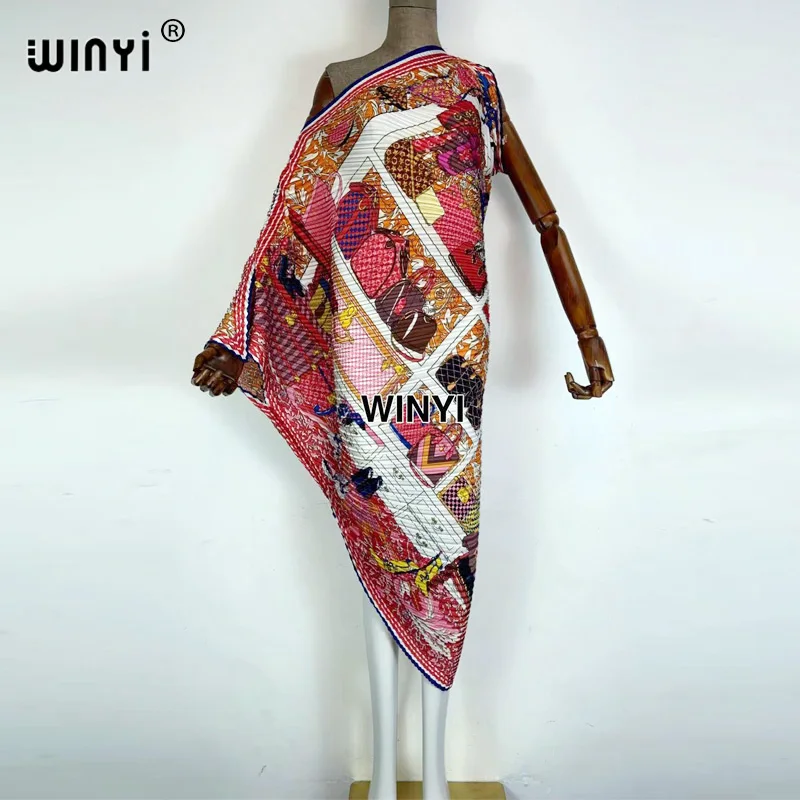 

Женская ассиметричная юбка, плиссированная юбка макси Среднего Востока с геометрическим принтом и круглым вырезом, летняя мода контрастны...