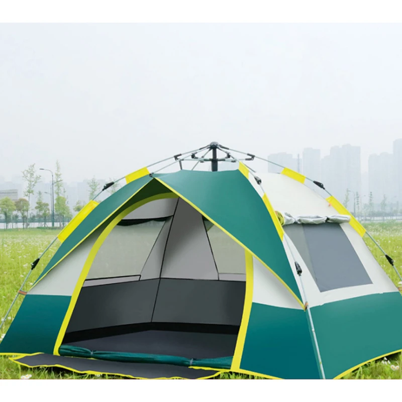 

3-4 People Camping Outdoor Automatic Quick Open 190T Silver Coated Cloth Beach Folding Tent One Door Three Windows Tourist Tent