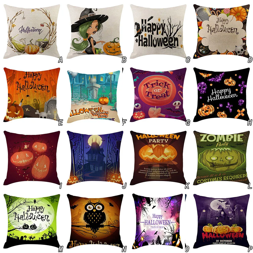 Halloween Pumpkin Witch Cat Owl Pillow Case Square Linen Home Hotel Pillowcase Fronha travesseiro Fronhas decorativas capa de | Дом и сад