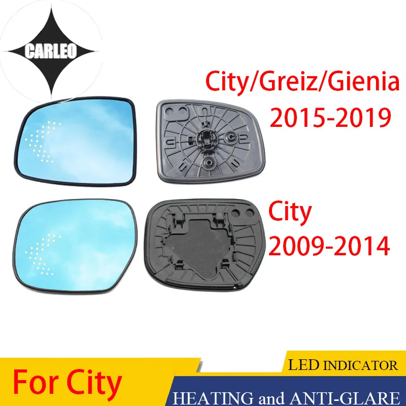 

Car Side View Mirror Lens for Honda City Greiz Gienia Blue HD Glass Large Angle view With Heating Function& LED Indicator Light