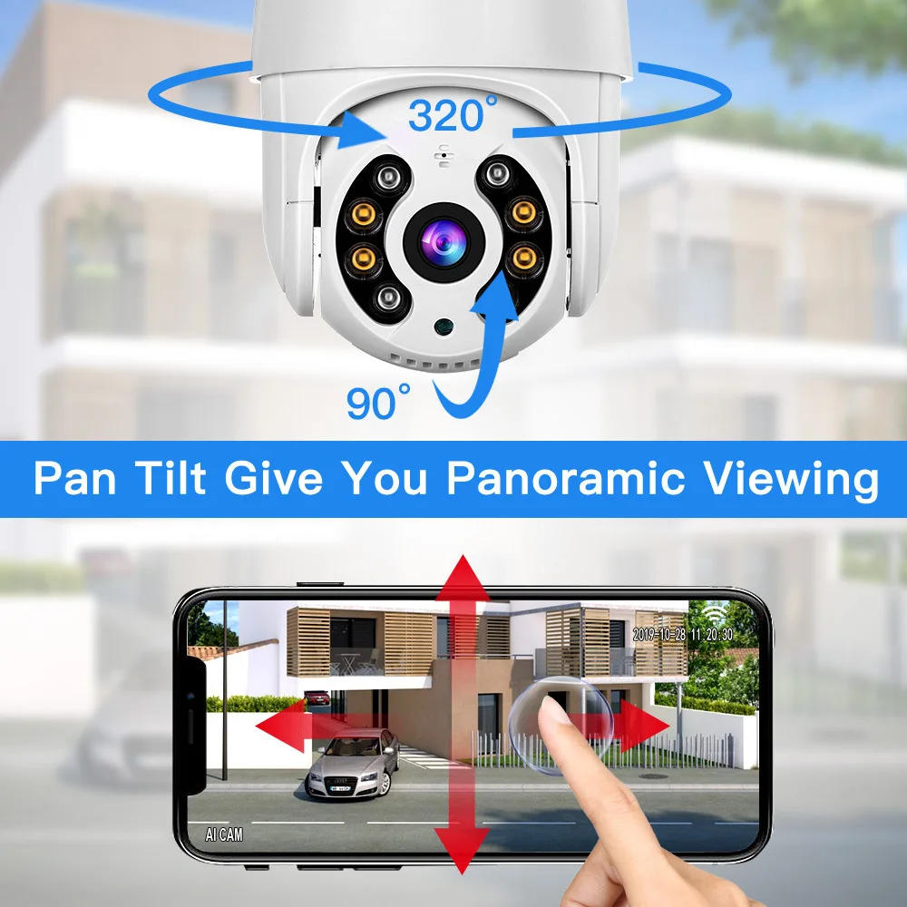 1080P PTZ Wifi IP камера наружного обнаружения движения беспроводная купольная H.265 P2P