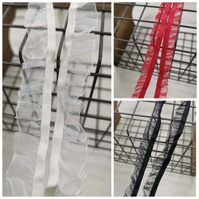 Плиссированная эластичная кружевная одежда цвета слоновой кости 5 м 1 2 3 см