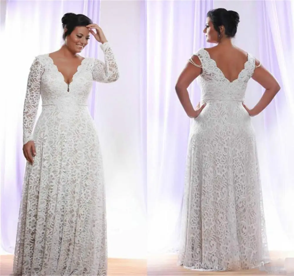 

Женское кружевное свадебное платье со съемными длинными рукавами и V-образным вырезом