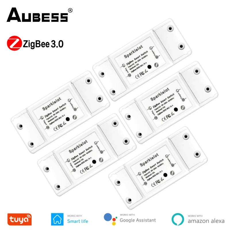 

Aubess Smart Light Switch Moudle ZigBee3.0 10A Universal Breaker Timer APP Wireless Remote Control Work With Alexa Google Home