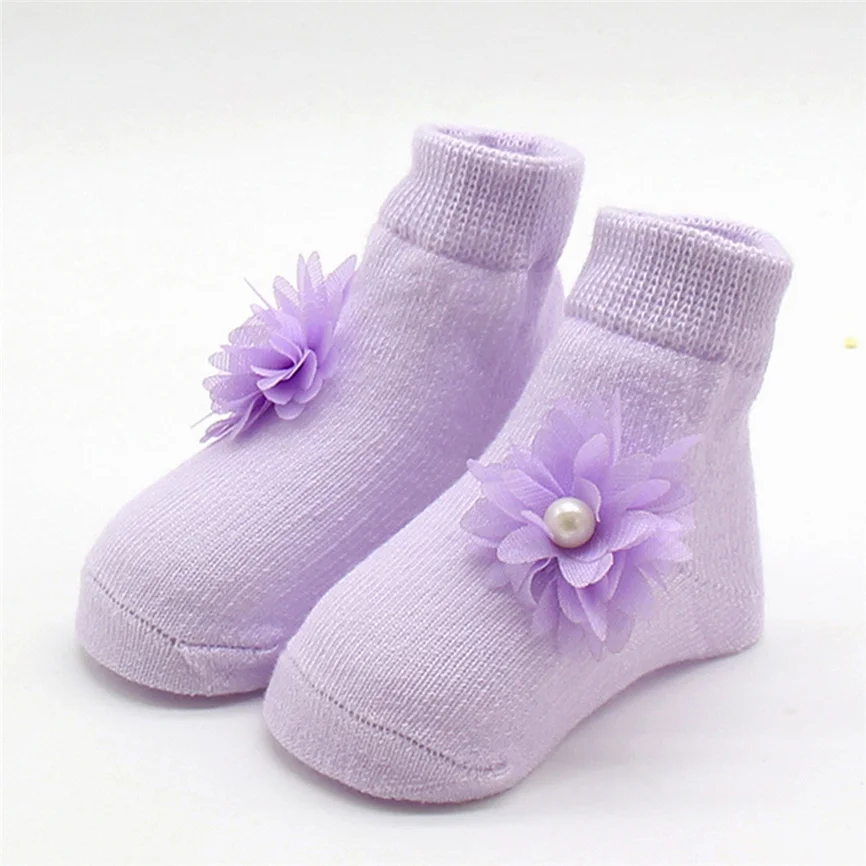 Носки детские зимние носки для маленьких девочек удобные мягкие с цветочным