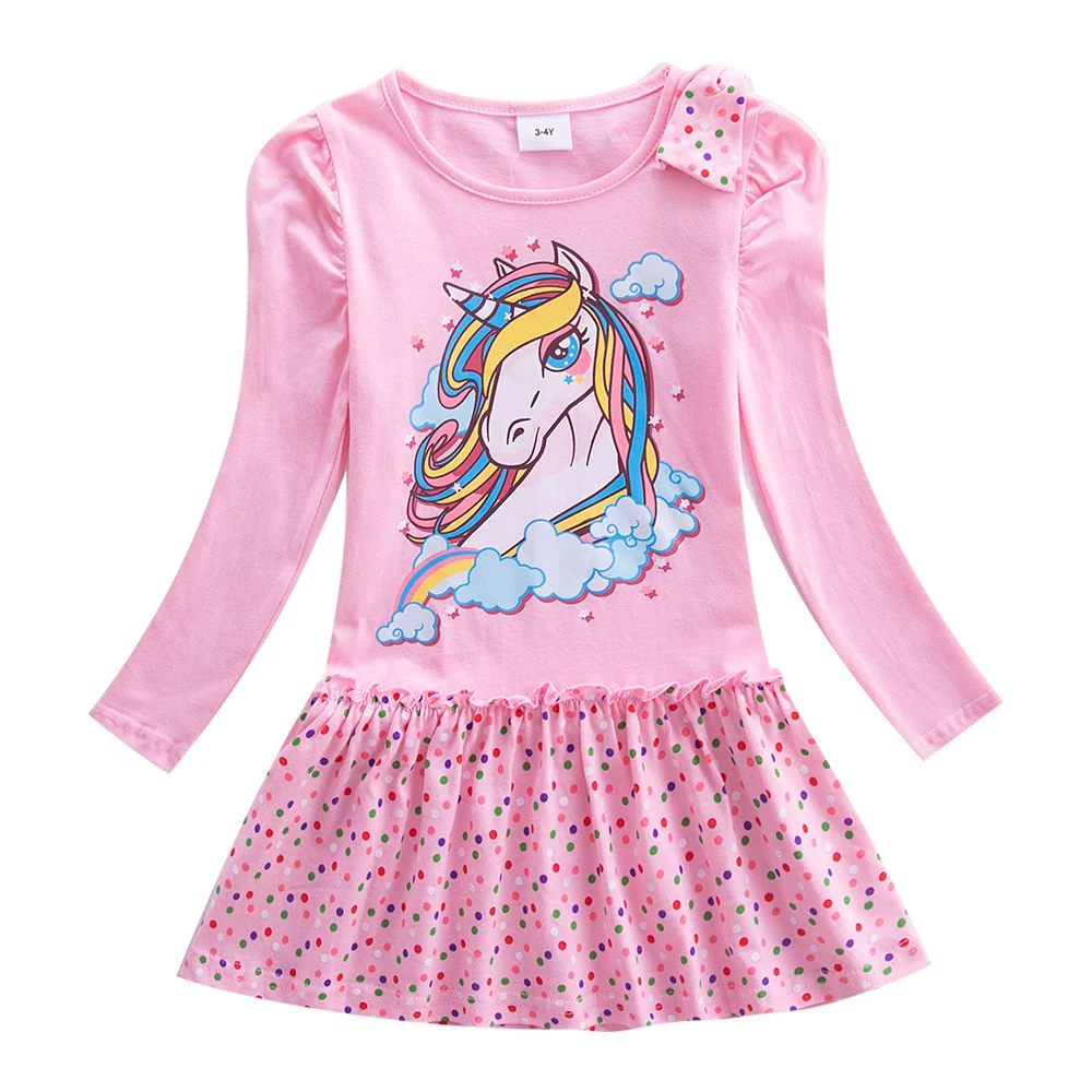 Детское Хлопковое платье с длинным рукавом вышивкой | Детская одежда и обувь