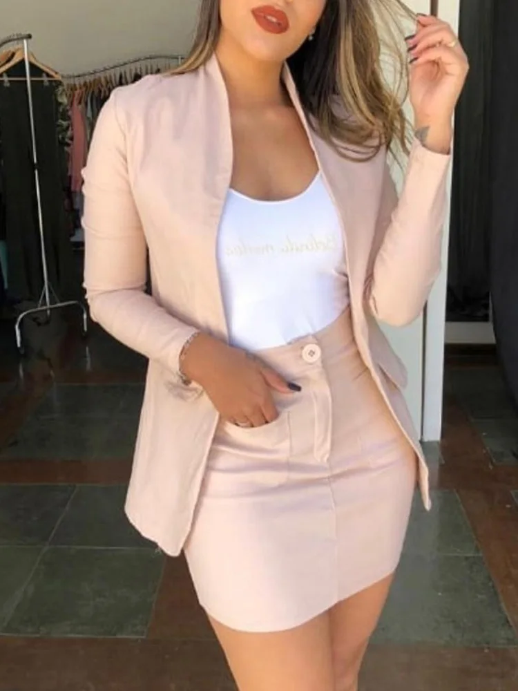 

Модный женский комплект из двух предметов, однотонное пальто и сумка в стиле рок, однотонный комплект из двух предметов 2021, офисный женский ...