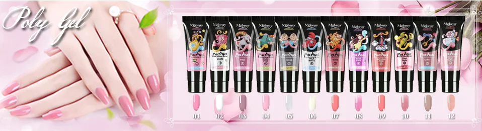 14 шт./компл. polygel набор для ногтей с лампой, а так же 30 г поли геля Soak Off гель для наращивания ногтей быстрое строительство Polygel с украшением в виде кристаллов; Прозрачная Жесткая Poli гель набор