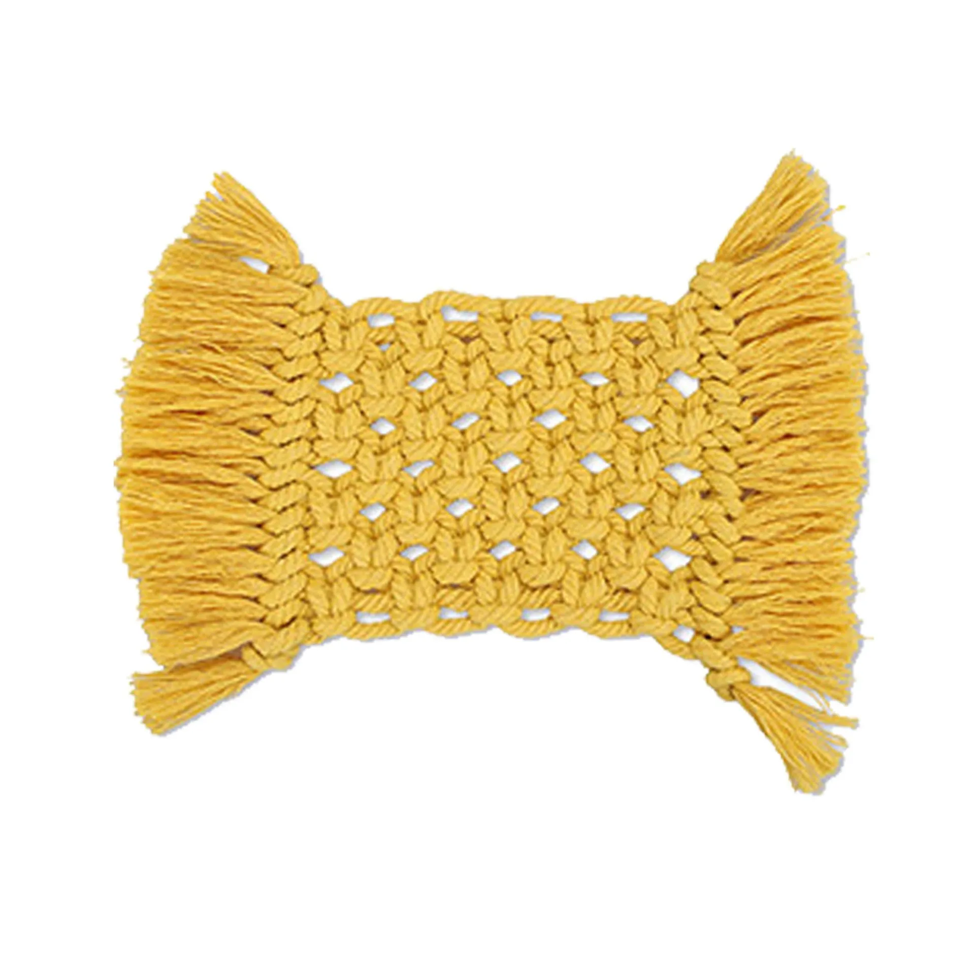 

Bohemian Style Cotton Rope Weaving Coasters Thick Insulation Pad Handmade Woven Placemat