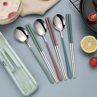 304 stainless steel cutlery set knife fork spoon travel cutlery portable dinnerware with storage case picnic cutlery tableware