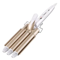 three tube 22mm professional hair wave wand tool crimper triple barrel ptc fast heat styling hair curler iron tongs