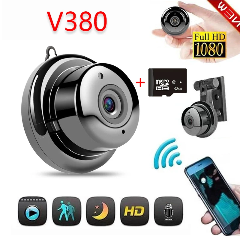 

Оригинальная мини-камера V380 1080P, IP-камера для умного дома, ИК Ночная Магнитная Беспроводная мини-видеокамера наблюдения, Wi-Fi камера