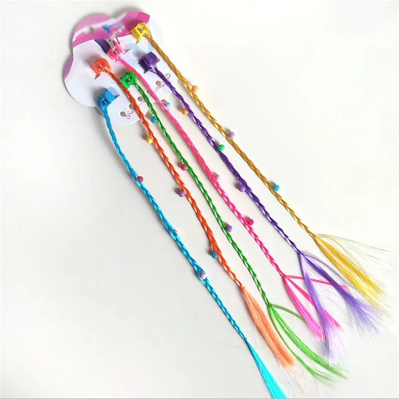6 шт. для девочек разноцветные парики хвост держатель волос головные украшения с