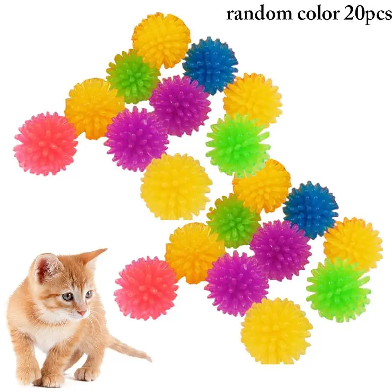 

20PCS Cat Toys Interactive Cat Ball Toy Rubber Mini Spiky Bite Proof Puppy Kitten Chew Toy Pet Teething Toy Pet Supplies Random