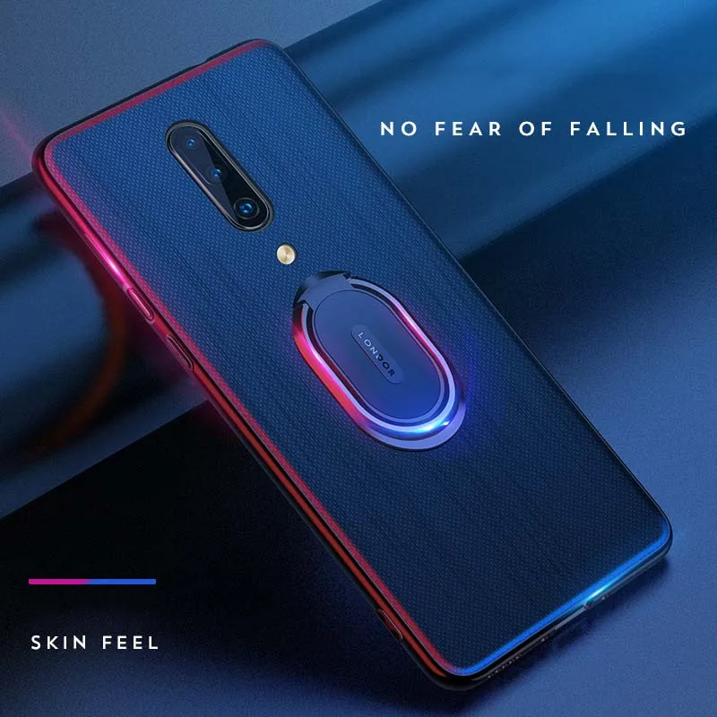 New Arrival for OnePlus 7 Pro Cases Anti-fingerprint Anti-sweat Finger Ring Holder PU Leather Magnetic Cover |