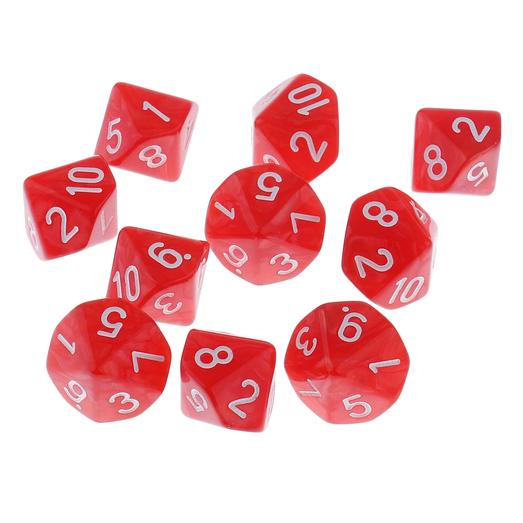 

20pcs/Pack Digital Polyhedral Dice D10 for Board Card Game Props Set 1.6cm