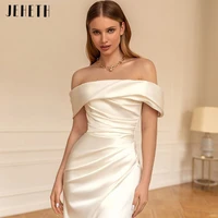 jeheth sexy strapless off the shoulder satin wedding dresses 2022 mermaid high split backless bridal dress vestidos de novia