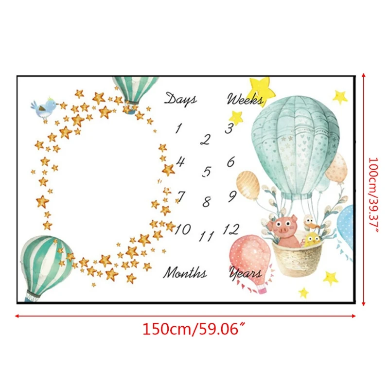 

Baby Milestone Photography Blanket Hot Air Balloon Pattern Flannel Blankets Children Photo Creative Background Cloth