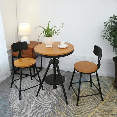 

Balcony outdoor wrought iron table and chair combination cafe tea shop bar leisure small round table and chair three-piece small