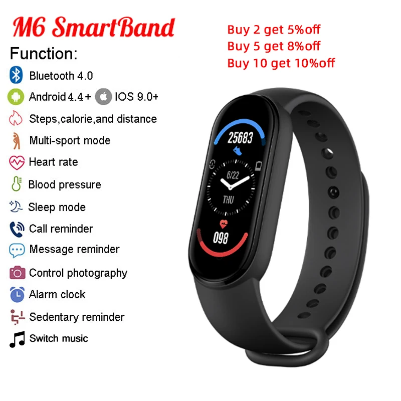 

M6 Smart Band 6 Global Version Sports Pedometer Watch Fit For Huawei Xiaomi Smartband Mi Band M6 Smartwatch Fitness Bracelet