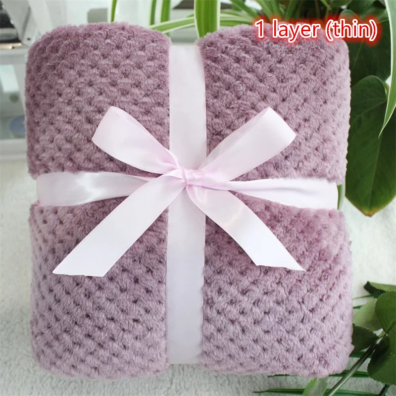 70X100cm-100X120cm детское одеяло на флисе красивое Пышное детское одеяло собака ковер для девочек розового и синего цвета для мальчиков детское спальное одеяло для постельные принадлежности для малышей, Пеленальное Одеяло - Цвет: purple