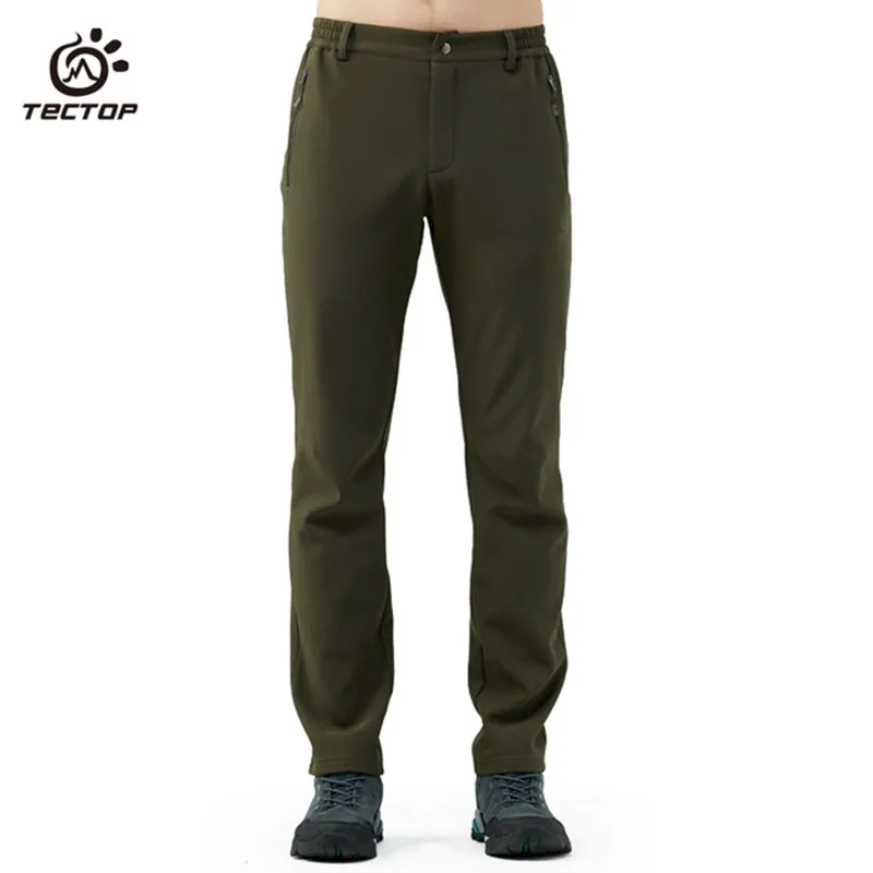 Men green Tectop уличные Мягкие штаны осень зима мужские женские плюс бархатная подкладка толстые теплые брюки новые походные спортивные брюки - Цвет: Men green