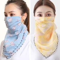 new chiffon neck scarf face wraps sunscreen neckerchief floral bandana head scarves bandana outdoor sport hair band