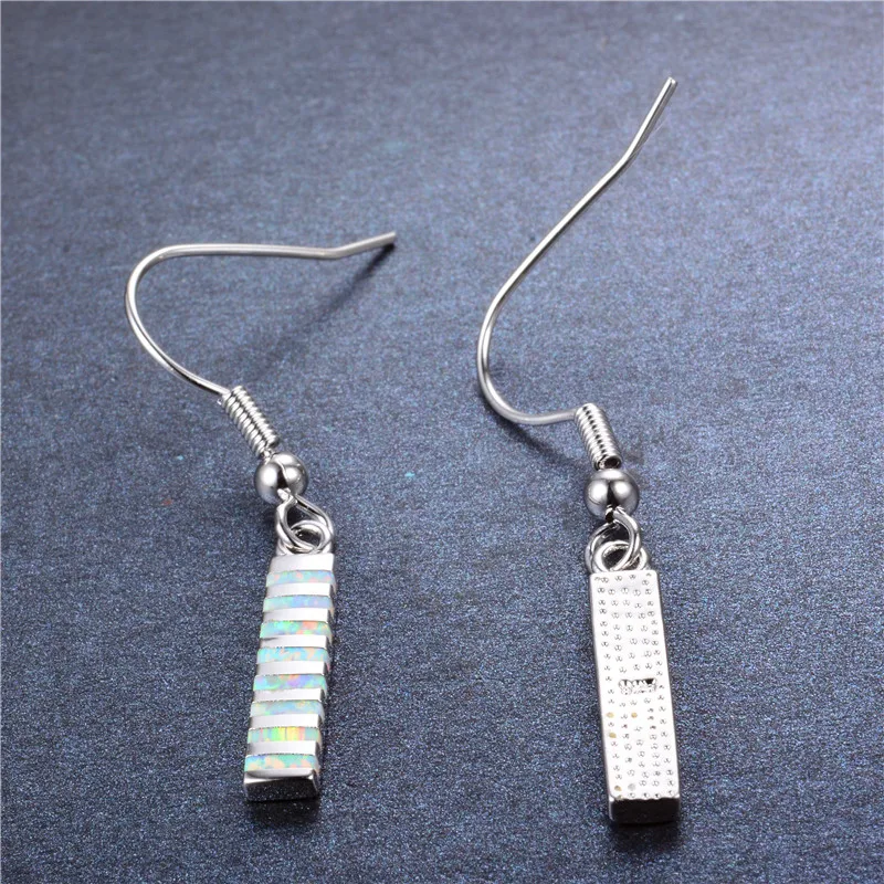 Женские длинные висячие серьги с синим и белым огненным опалом | Украшения