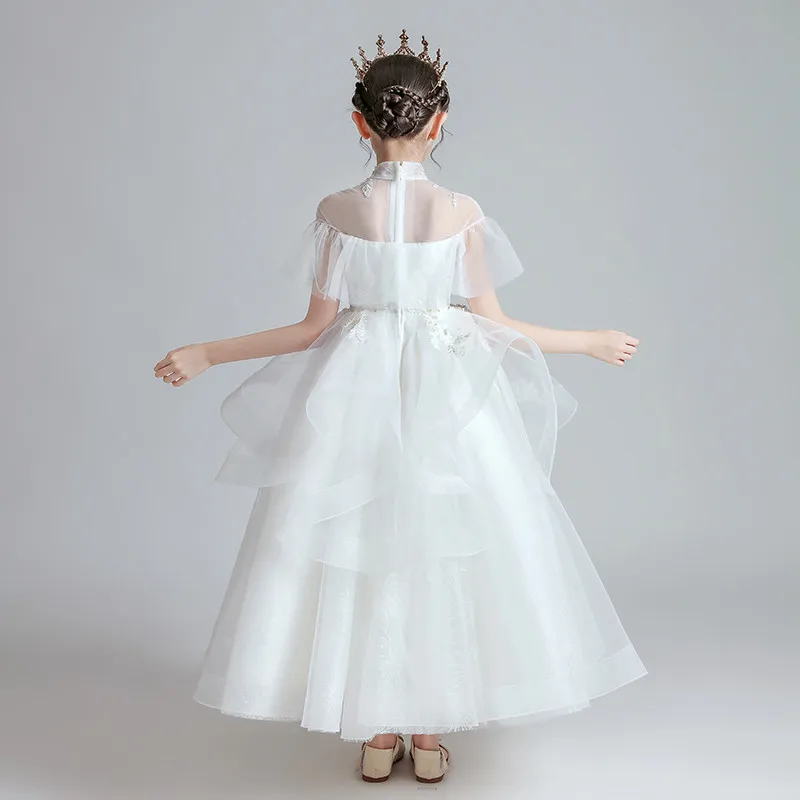 

2020Summer Girls Kids Birthday Wedding Holiday Party Long Princess Ball Gown Dress High-Grade Children Model Catwalk Puffy Dress