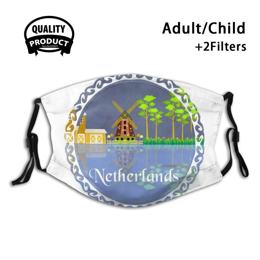 

Windmill 1 - 9 Fashion Mouth Masks Filter Adult Kids Face Mask Windmill Netherlands Texture Flower Reflection Water