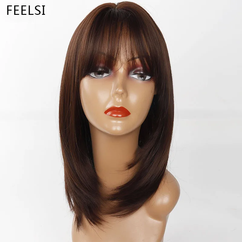 Прямые короткие синтетические волокна с челкой парик прямой Боб Прическа 12