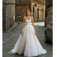 eightree champagne glitter spaghetti straps long a line beach wedding dresses sleeveless boho mariage bridal gowns vestidos